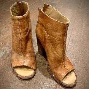 Bed Stu Peep Toe Leather Booties